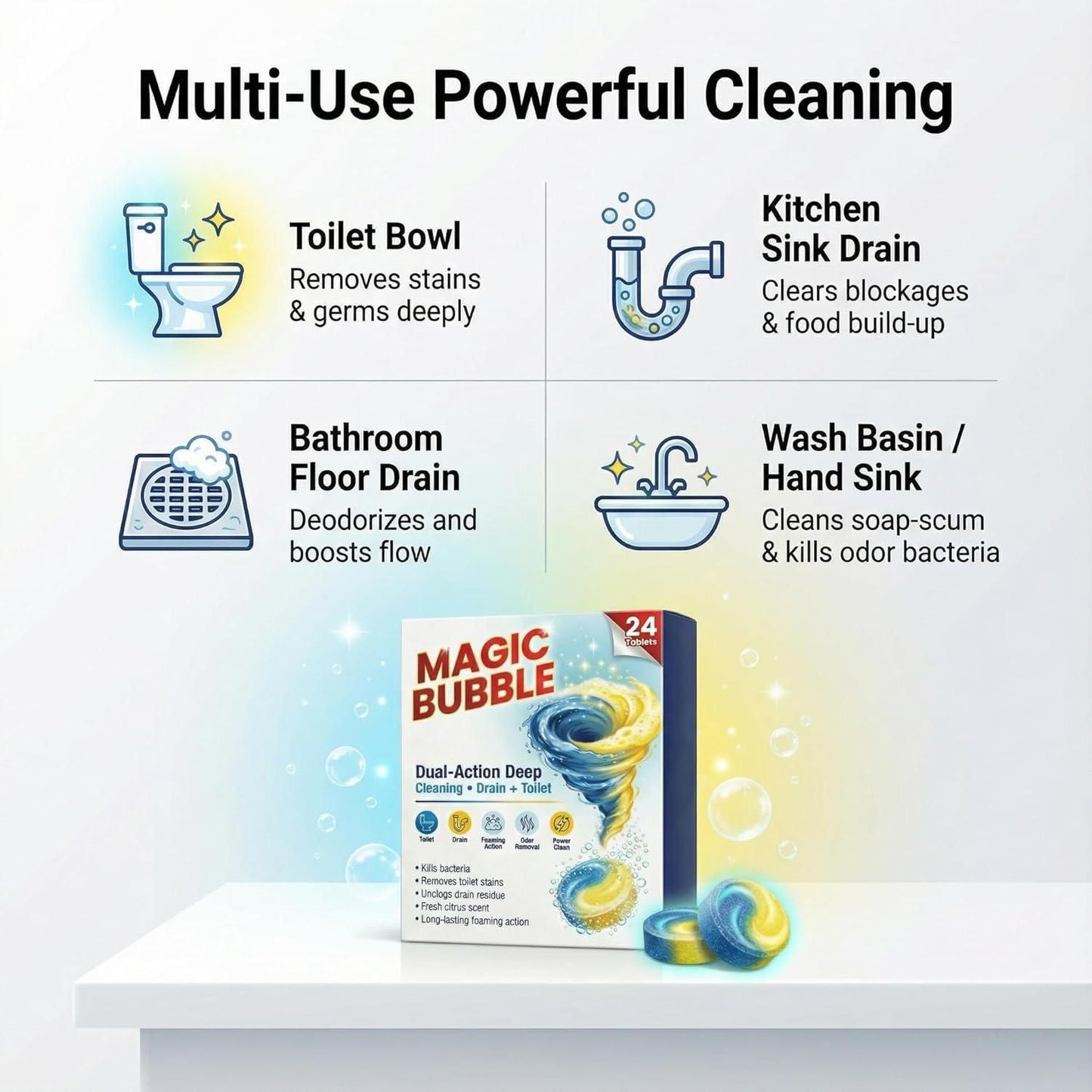 Magic Bubble Toilet Cleaning Tablets