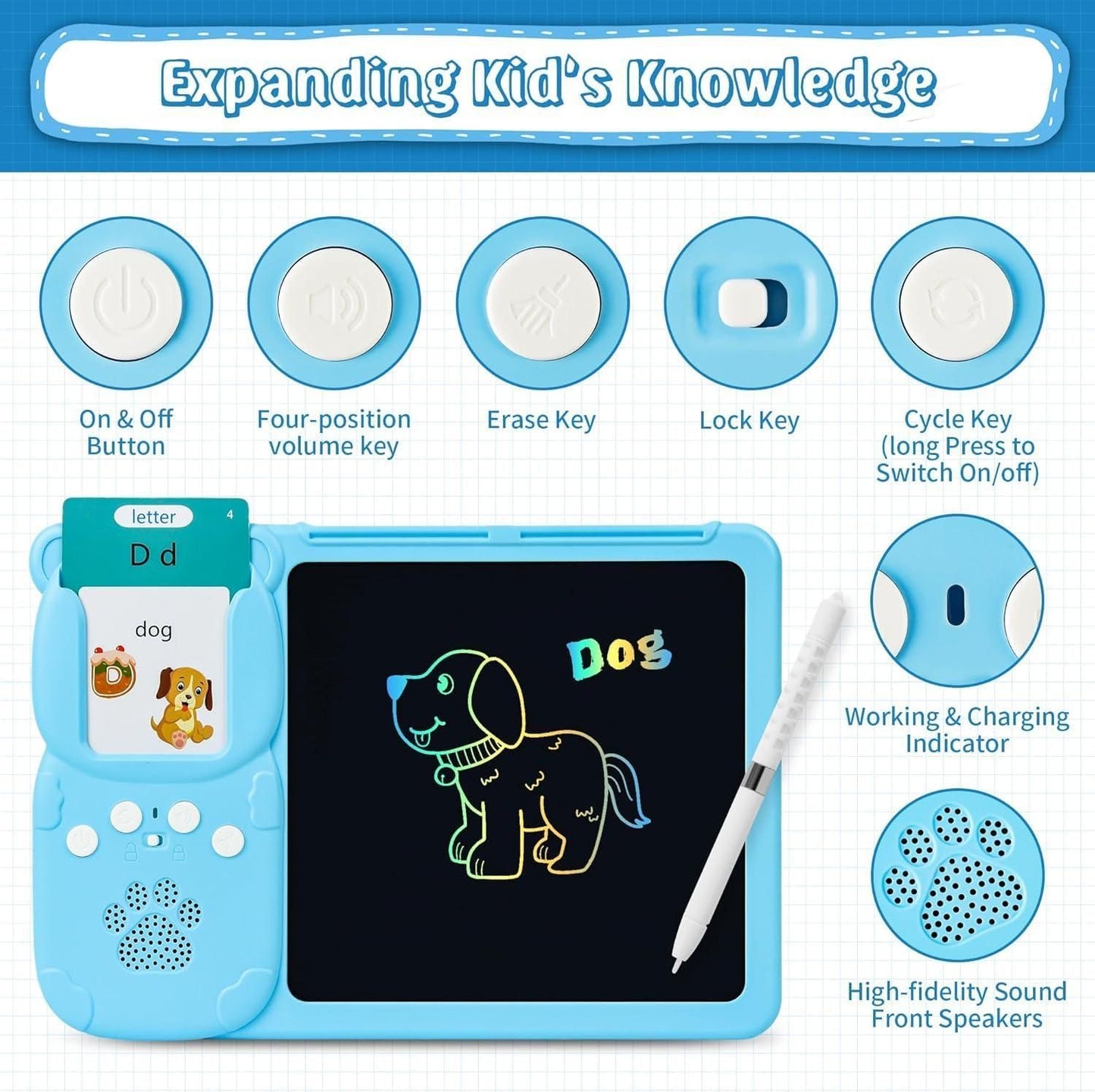 2 in 1 Talking Flash Card with LCD Writing Tablet