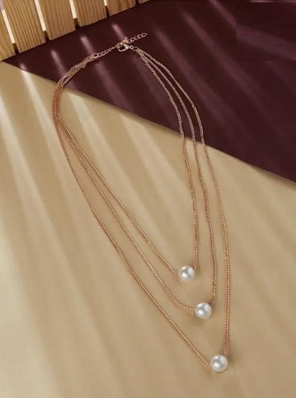 Gold Plated Pearl Layer Necklace